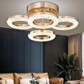 Apliqa Oylum 4'lü Gold 24 Watt Kristalli Koridor Salon Led Plafonyer Avize