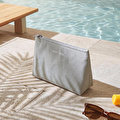 Ocean Home Textile Termal Astarlı Su İtici Leke Tutmaz Gri Renk Jüt Keten Makyaj İlaç Çantası 23 X 16 X 7 Cm