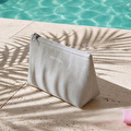 Ocean Home Textile Termal Astarlı Su İtici Leke Tutmaz Gri Renk Jüt Keten Makyaj İlaç Çantası 19 X 13 X 7 Cm