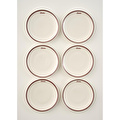 Bella Maison Bonheur Porselen 6'lı Pasta Tabağı Seti Bordo (21 Cm)