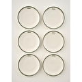 Bella Maison Bonheur Porselen 6'lı Pasta Tabağı Seti Yeşil (21 Cm)