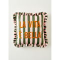 Bella Maison Line Punch Nakışlı Fırfırlı Kırlent Kılıfı Yeşil (43x43 Cm) Yeşil
