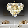 Apliqa Dolares 60'lık Gold 40 Watt Kristal Taşlı Oturma Odası, Modern Salon Avize