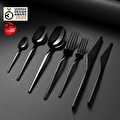 Jumbo 5100 Quartz Titanyum Siyah 12 Kişilik 84 Parça Çatal Kaşık Bıçak Takımı