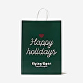 Flying Tiger Copenhagen Happy Holidays Yazılı Yeşil Karton Poşet