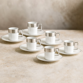 Jumbo Sorin-200 Platin 6 Kişilik Kahve Fincan Takımı