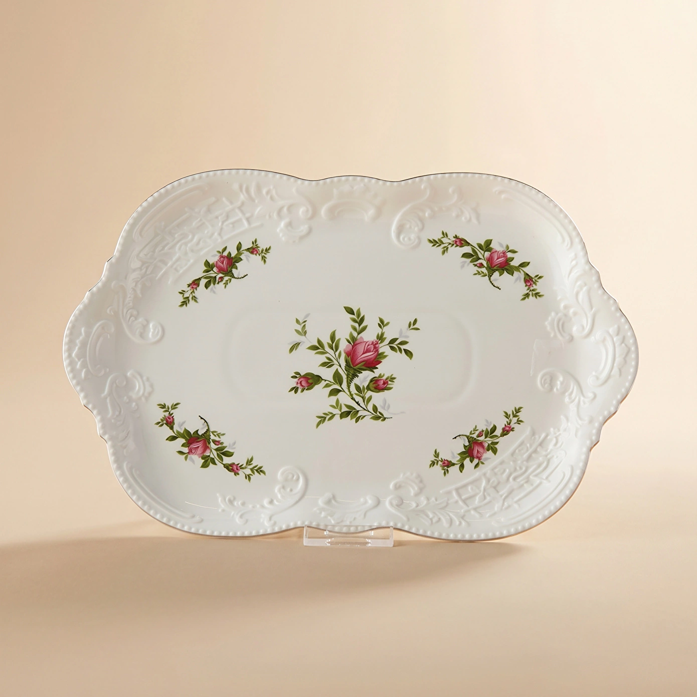 Karaca Vintage Rose Kayık Tabak 25 cm - Karaca 2 Al 1 Öde