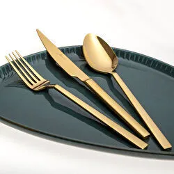 Jumbo 1800 Titanyum Gold 6 Kişilik 18 Parça Çatal Kaşık Bıçak Takımı