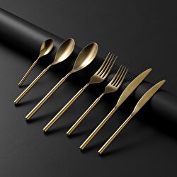 Jumbo 6000 Roller Titanyum Gold 84 Parça 12 Kişilik Çatal Kaşık Bıçak Seti