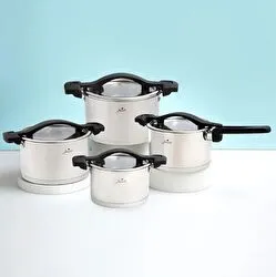 Jumbo Spark 8 Parça İndüksiyon Tabanlı Çelik Tencere Seti