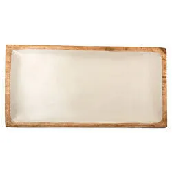 Jumbo Creme Ahşap Tepsi Dikdörtgen 38|5x15 cm