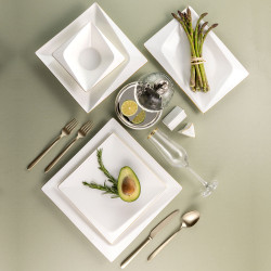 Jumbo Fold Platin 58 Parça 12 Kişilik Kare Yemek Takımı