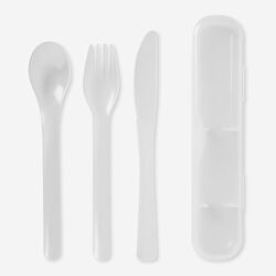 Flying Tiger Copenhagen Plastik Beyaz Çatal Kaşık Bıçak Seti