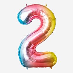 Flying Tiger Copenhagen 2 Rakamı Renkli Folyo Balon