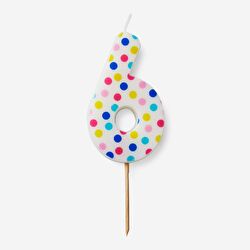 Flying Tiger Copenhagen 6 Numaralı Renkli Puantiyeli Pasta Mumu