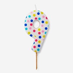 Flying Tiger Copenhagen 9 Numaralı Renkli Puantiyeli Pasta Mumu