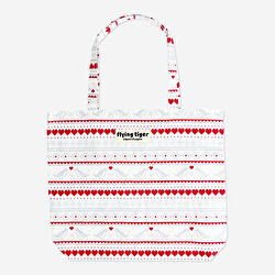 Flying Tiger Copenhagen Yılbaşı Desenli Kırmızı Beyaz Bez Çanta