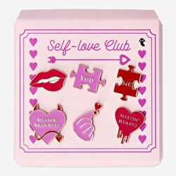 Flying Tiger Copenhagen 6'lı Pembe Sevgi Temalı Metal Rozet Seti