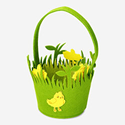 Flying Tiger Copenhagen Yeşil Civciv Detaylı Sepet Şeklinde Hediye Çantası