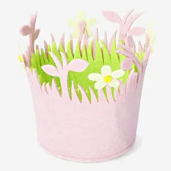 Flying Tiger Copenhagen Beyaz Çiçekli Pembe Orta Keçe Sepet