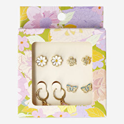 Flying Tiger Copenhagen 4'lü Bahar Temalı Küpe Seti