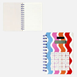 Flying Tiger Copenhagen Hesap Makinesi Detaylı Çizgili Spiralli Defter