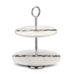 Jumbo Romano Mermer 2 Katlı Servislik Beyaz