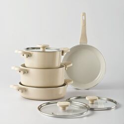 Jumbo Swiss Crystal Dark Cream 7 Parça İndüksiyon Tabanlı Tencere Seti