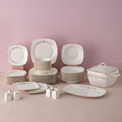 Emsan Bone Yeni Mimoza 12 Kişilik Yemek Takımı 60 Parça Yarım Kare