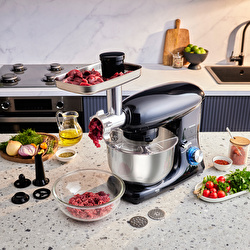 Karaca Multichef Kıyma Çekme /Sucuk-Sosis/İçli Köfte Aparatlı Hamur Yoğurma Makinesi Antrasit 1900W 5,5L