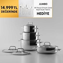 Jumbo Modena 8 Parça İndüksiyon Tabanlı Titanyum Gold Tencere Seti