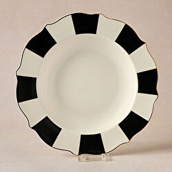 Karaca New Romantic Kalın Çizgili Çukur Tabak 24 cm Kırmızı