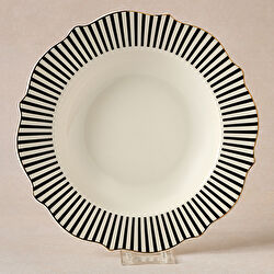 Karaca New Romantic Kırmızı İnce Çizgili Çukur Tabak 24 cm