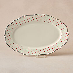 Karaca New Romantic Puantiyeli Kayık Tabak 30 cm Siyah 