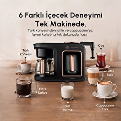 Karaca Hatır Plus Barista 6 in 1 Latte Cappuccino ve Közde Türk Kahve Makinesi Black Silver