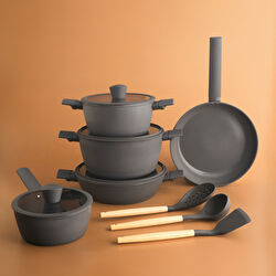 Karaca x Refika Swiss Crystal Pureline İndüksiyon Tabanlı 12 Parça Tencere Seti Almond Cream