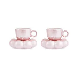 Karaca Bubble Pembe Lüsterli 2 Kişilik Kahve Fincanı