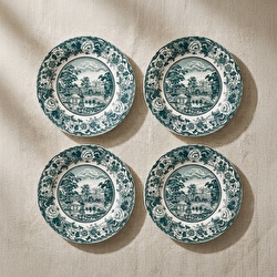 Karaca Old Town 4 Parça Pasta Takımı Mavi 21 cm