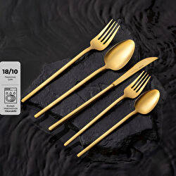Emsan Lora Parlak Gold 60 Parça 12 Kişilik Çatal Kaşık Bıçak Takımı