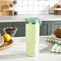 Emsan Star Ice Pipetli Çelik Sızdırmaz Termos Krem 900 ml