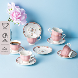 Emsan Romance 6 Kişilik New Bone Kahve Fincan Takımı Yeşil 90 ml