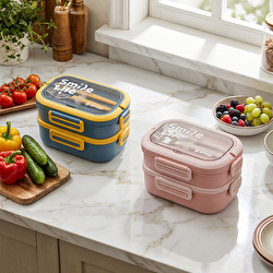 Emsan Smile Life Çift Katlı Lunch Box Mavi