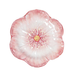 Baci Milano Botanica Çiçek Desenli Melamin Mercan Rengi Servis Tabağı 28 cm