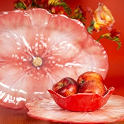Baci Milano Botanica Çiçek Desenli Melamin Beyaz Oval Tabak 40,5 cm