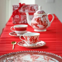 Baci Milano Le Rouge Porselen 2'li Çay Fincanı 9,5 cm x 6,3 cm Kırmızı