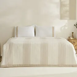 Karaca Home Rise %100 Pamuk Keten Çift Kişilik Pike Takımı Bej