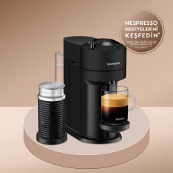 Nespresso Vertuo Next Mat Siyah Kahve Makinesi ve Süt Köpürtücü Aksesuar_0