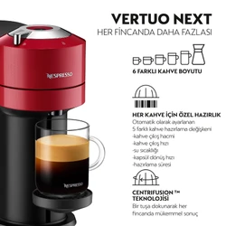 Nespresso Vertuo Next Vişne Kırmızısı Kahve Makinesi ve Süt Köpürtücü Aksesuar