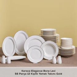 Karaca Elegance Bone Lexi 56 Parça 12 Kişilik Yemek Takımı Gold 