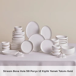 Karaca Stream Bone Hole 59 Parça 12 Kişilik Yemek Takımı Gold